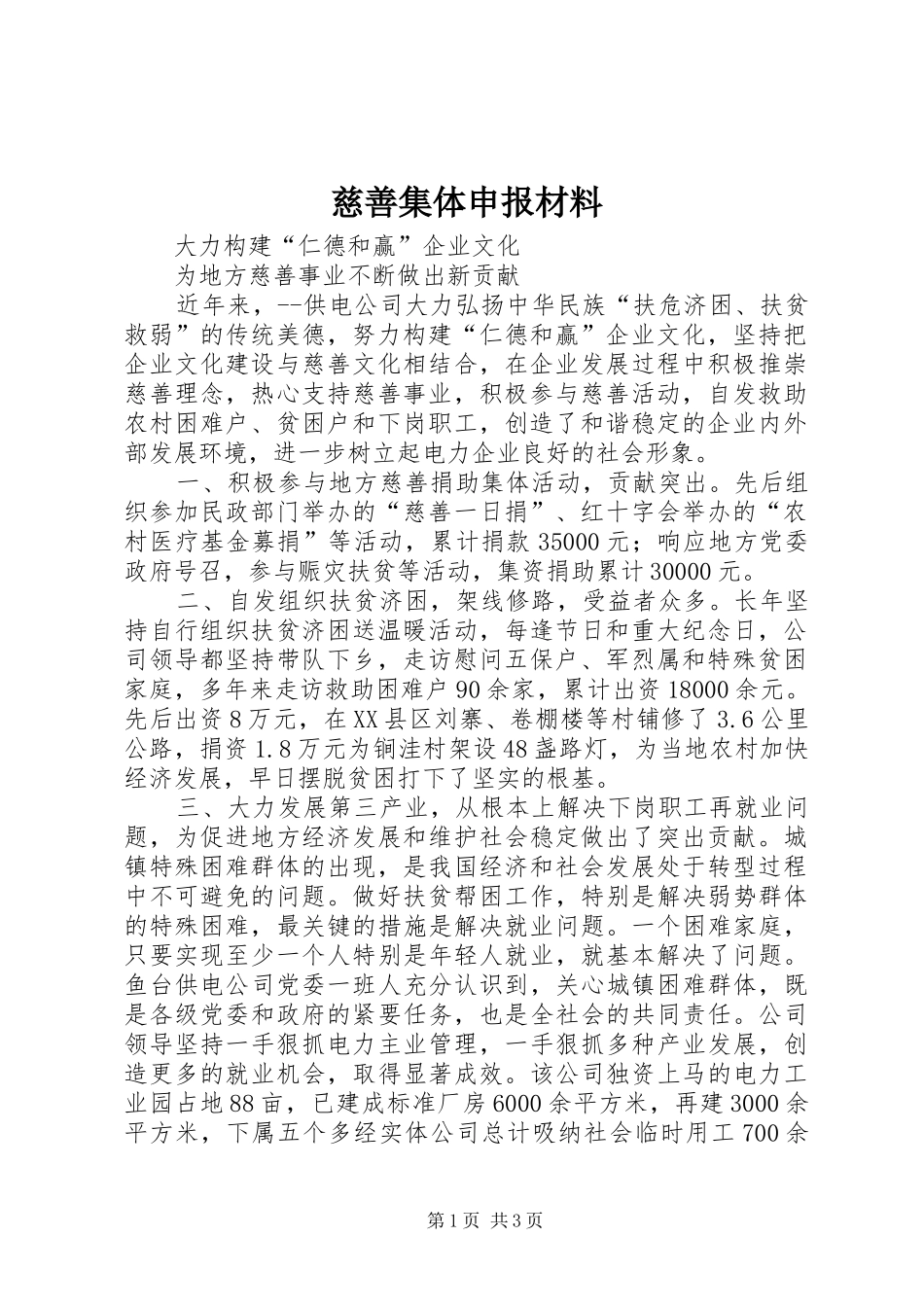 2024年慈善集体申报材料_第1页