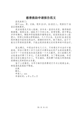 2024年慈善救助申请报告范文