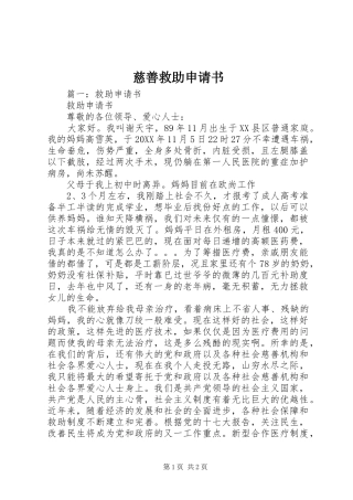 2024年慈善救助申请书