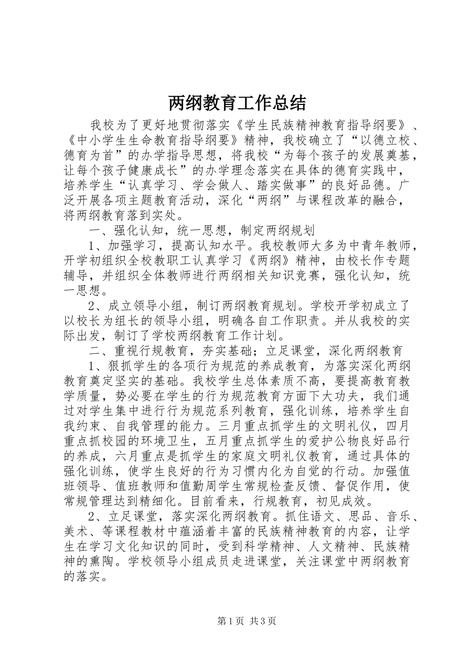 2024年两纲教育工作总结_第1页