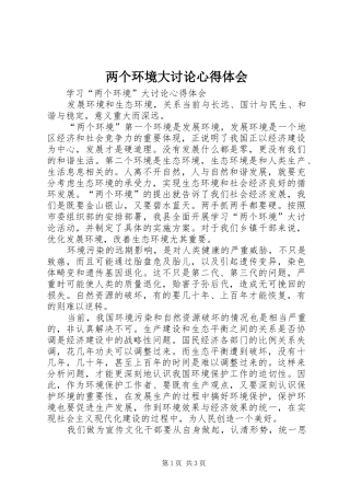 2024年两个环境大讨论心得体会