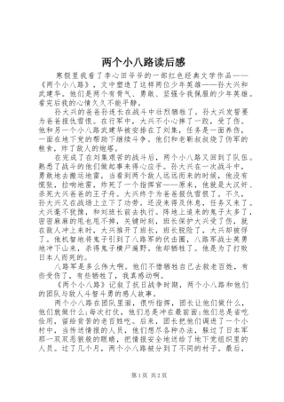 2024年两个小八路读后感
