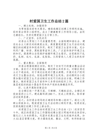 2024年村爱国卫生工作总结篇