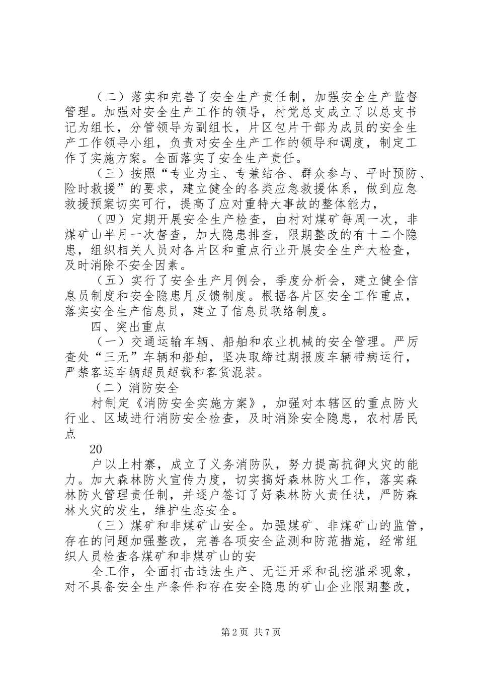 2024年村安全生产年终总结_第2页