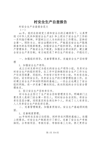 2024年村安全生产自查报告