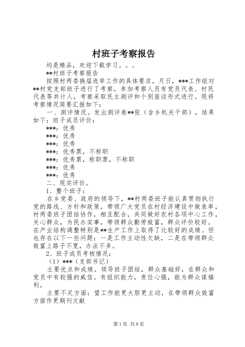2024年村班子考察报告_第1页
