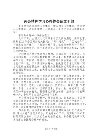 2024年两会精神学习心得体会范文干部