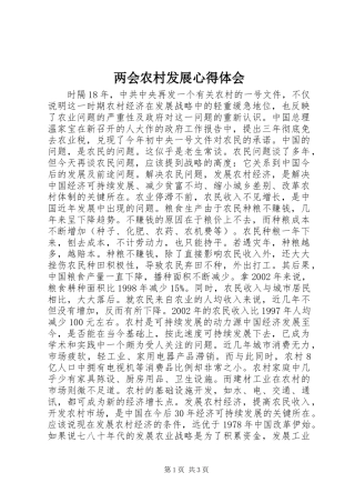2024年两会农村发展心得体会