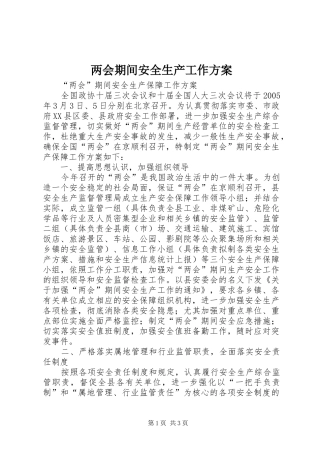 2024年两会期间安全生产工作方案