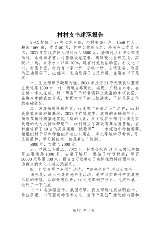 2024年村村支书述职报告