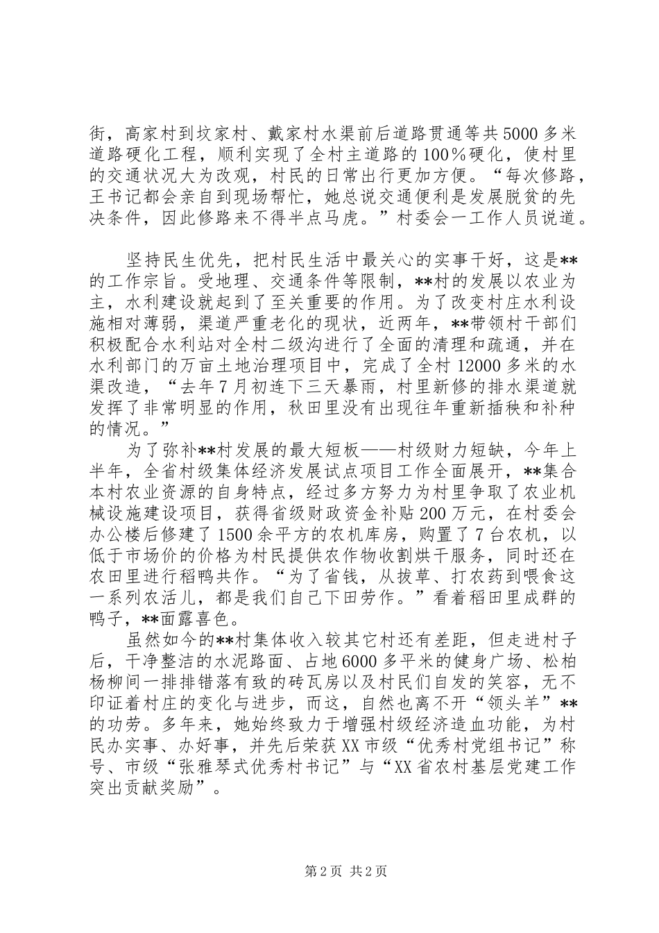 2024年村党委书记先进事迹_第2页
