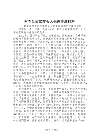 2024年村党员致富带头人先进事迹材料