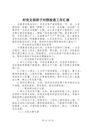 2024年村党支部班子对照检查工作汇报