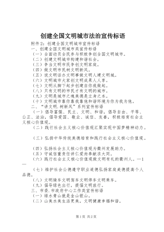 2024年创建全国文明城市法治宣传标语