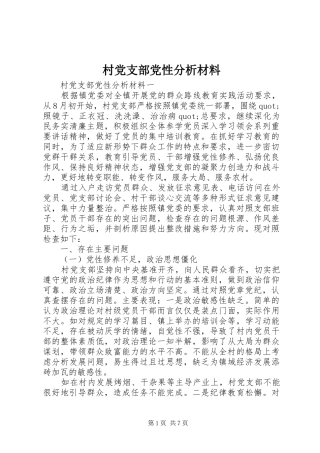 2024年村党支部党性分析材料