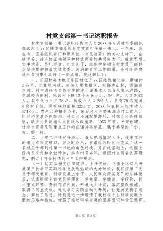 2024年村党支部第一书记述职报告