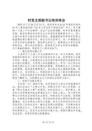 2024年村党支部副书记培训体会