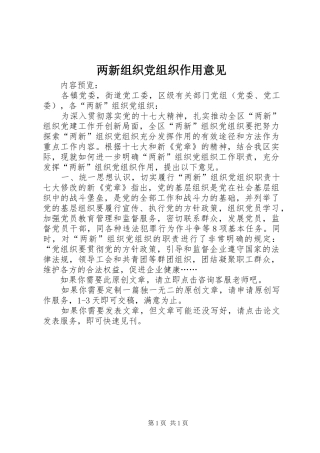 2024年两新组织党组织作用意见