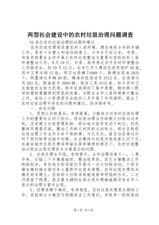 2024年两型社会建设中的农村垃圾治理问题调查