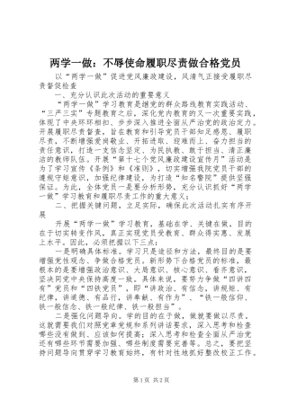2024年两学一做不辱使命履职尽责做合格党员
