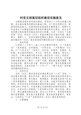 2024年村党支部基层组织建设实施意见