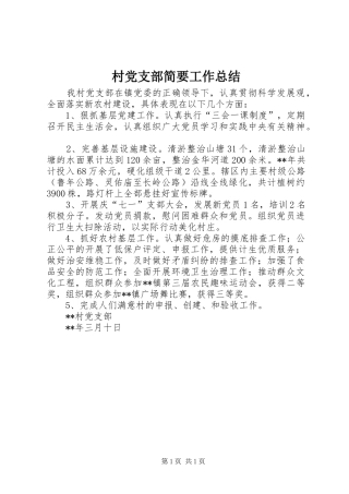 2024年村党支部简要工作总结