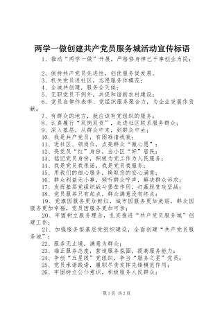 2024年两学一做创建共产党员服务城活动宣传标语