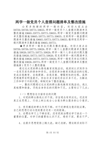 2024年两学一做党员个人查摆问题清单及整改措施