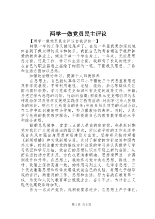 2024年两学一做党员民主评议