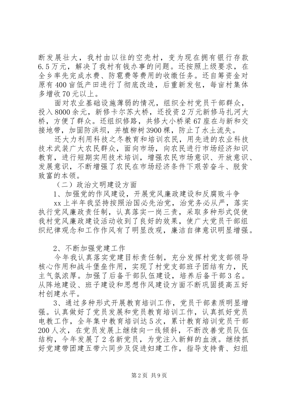 2024年村党支部评价工作总结_第2页