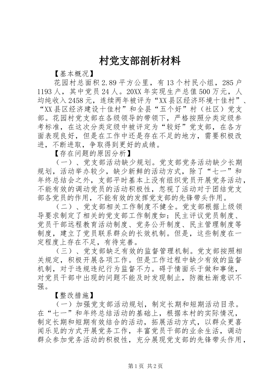 2024年村党支部剖析材料_第1页