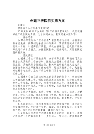 2024年创建三级医院实施方案