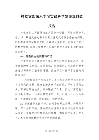 2024年村党支部深入学习实践科学发展观自查报告