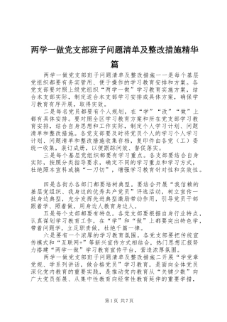 2024年两学一做党支部班子问题清单及整改措施精华篇