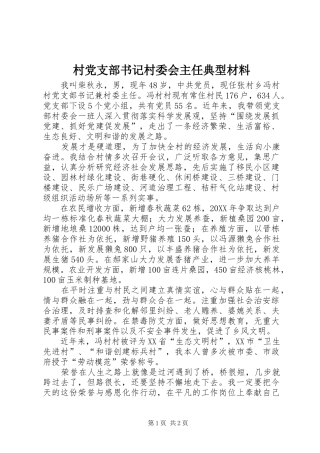 2024年村党支部书记村委会主任典型材料