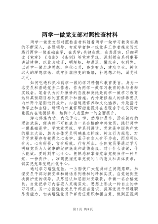 2024年两学一做党支部对照检查材料