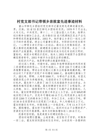 2024年村党支部书记带领乡亲致富先进事迹材料