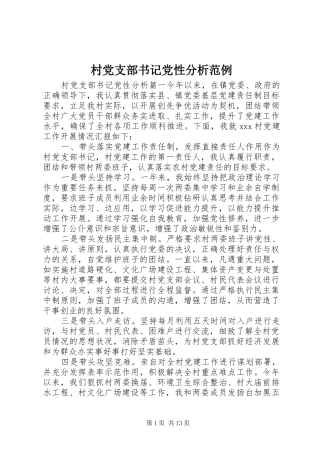 2024年村党支部书记党性分析范例