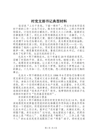 2024年村党支部书记典型材料