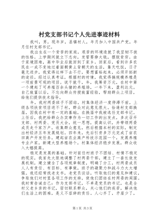 2024年村党支部书记个人先进事迹材料