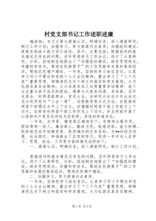 2024年村党支部书记工作述职述廉