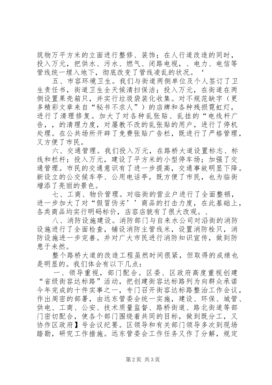 2024年创建省级街容达标路工作汇报_第2页