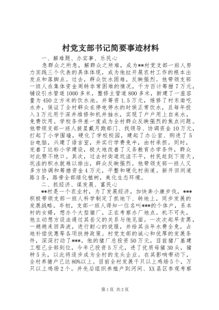 2024年村党支部书记简要事迹材料