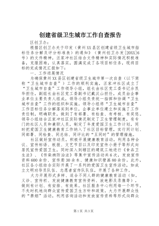 2024年创建省级卫生城市工作自查报告