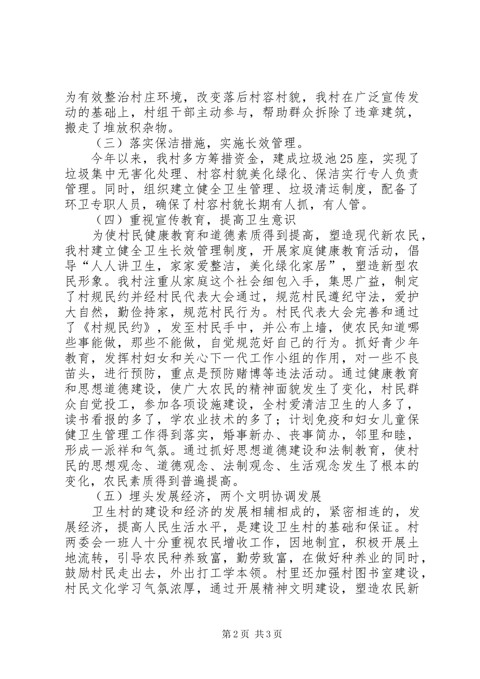 2024年创建省级卫生村自查总结_第2页