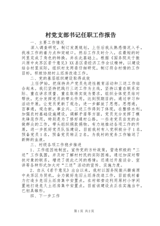 2024年村党支部书记任职工作报告