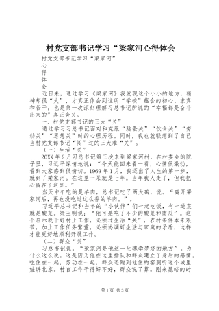 2024年村党支部书记学习梁家河心得体会