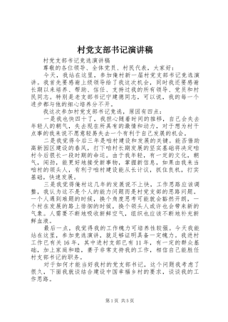 2024年村党支部书记演讲稿