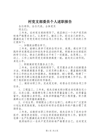 2024年村党支部委员个人述职报告