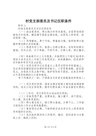 2024年村党支部委员及书记任职条件